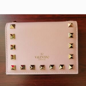 Valentino Garavani Blush Pink Wallet with Gold Studs
